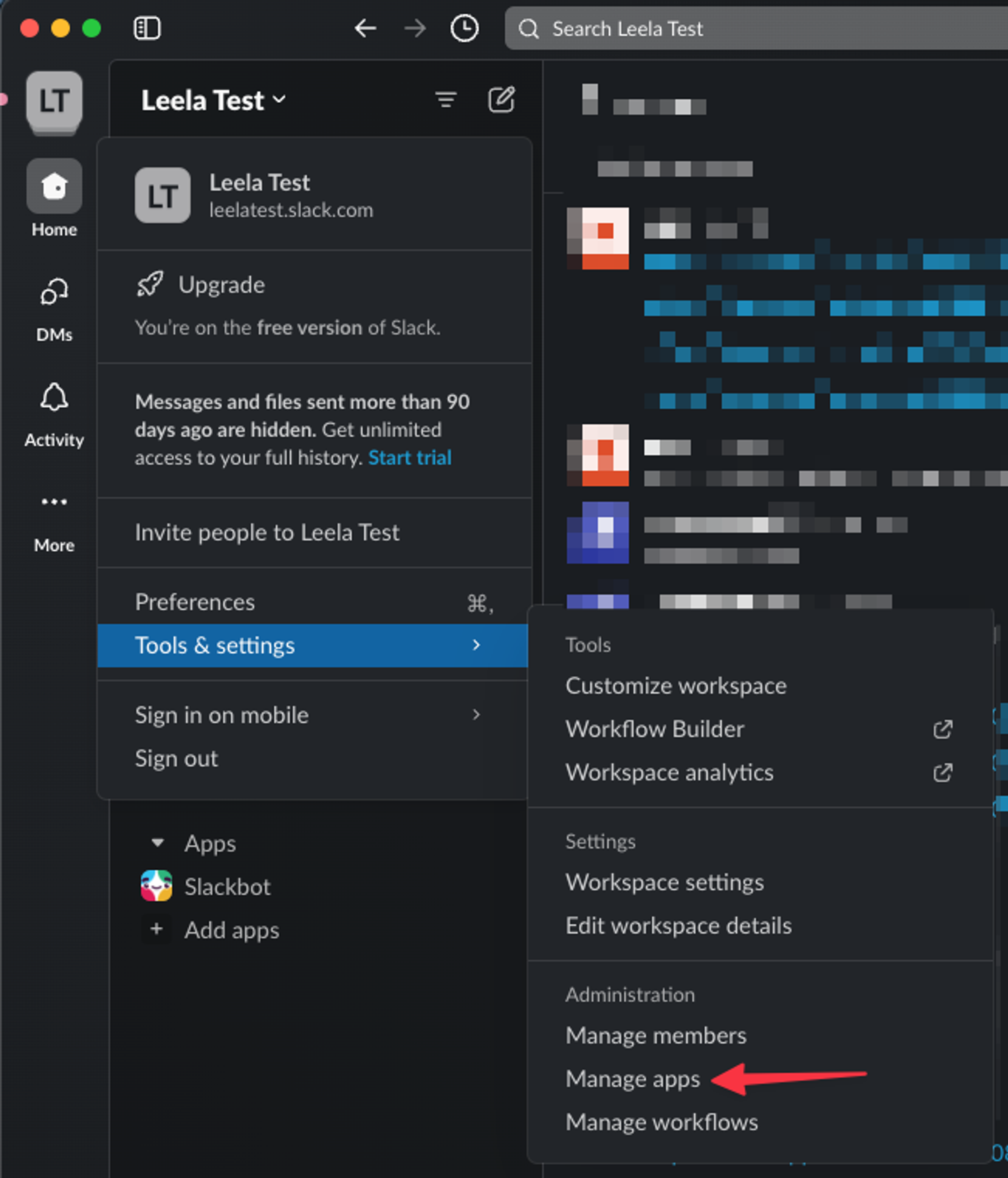 Manage apps in Slack